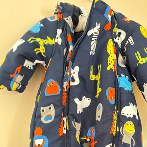 Vine snowsuit, one piece with detachable booties, hood, double zipper, 3-6 month